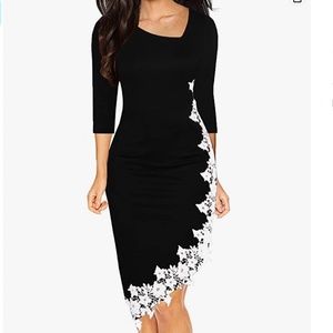 Asymmetrical Neck Hi-Low Lace Tunic Work Party Dress Sz M